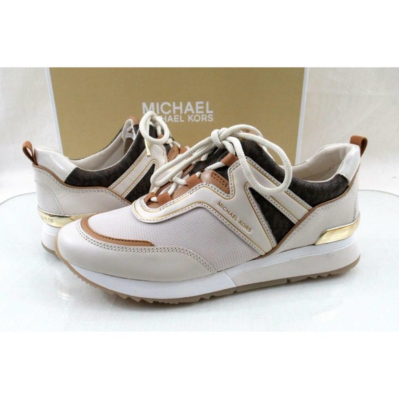 Women's Shoes Michael Kors Pippin Trainer Sneakers MK Logo Cream Multi Size 9.5 - Picture 4 of 11